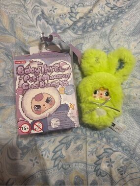BabyThree Petit Macaron Cute Bunny Plush Keychain -  Mint Chocolate